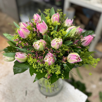 Tulpenstrauß in Rosa/Grün